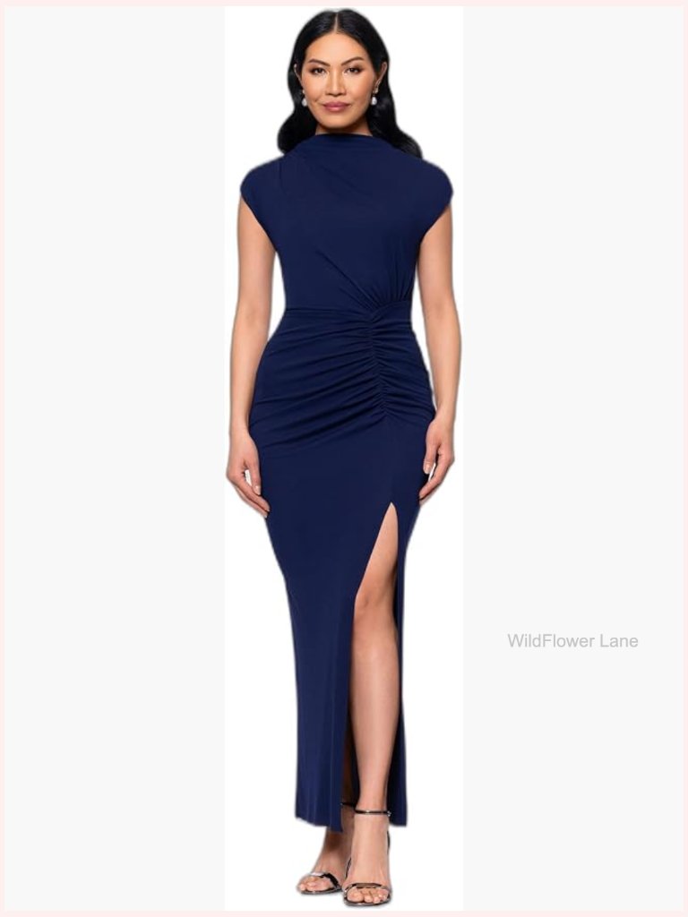 Women's Cape Sleeve High Neck Bodycon Knee Length Dress With Cutout